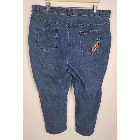 ModCloth x Princess Highway Women's Sz. 26W Floral Embroidered Wide Leg Jeans - Picture 5 of 7